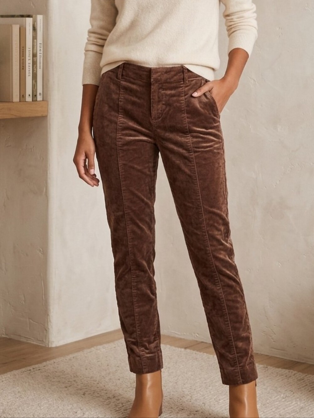 Anthropologie The Essential Slim Corduroy Pants Mauve Rose Size 2